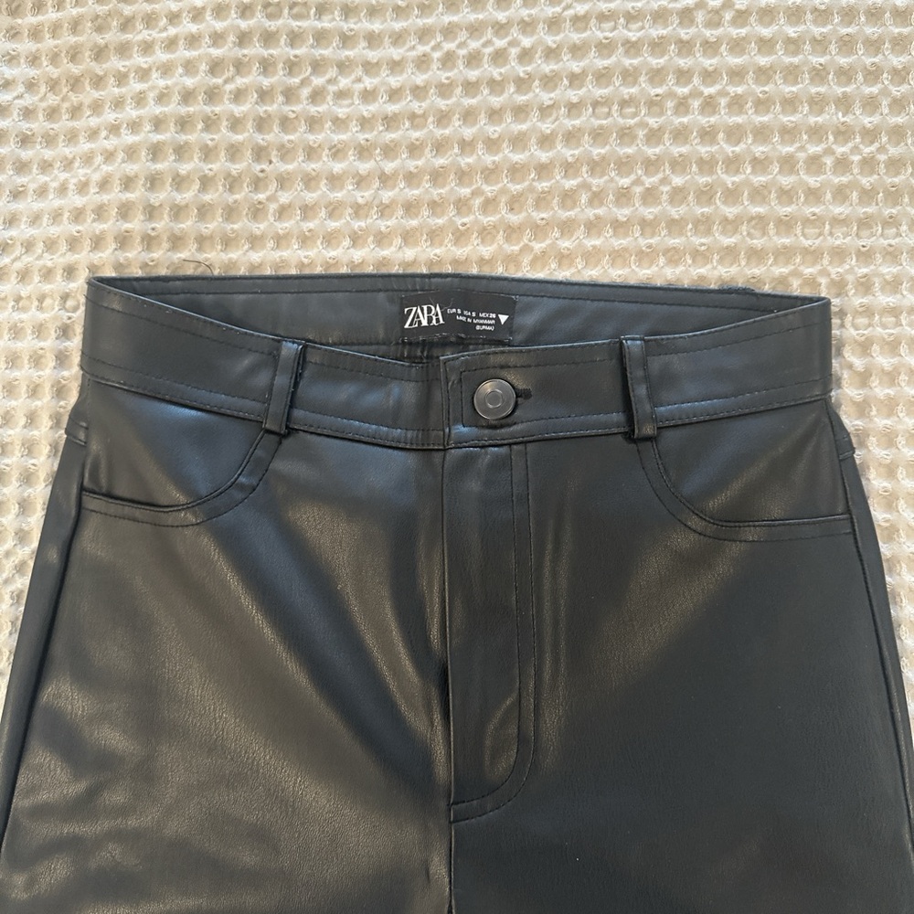 Zara Sleek Black Leatherette Trousers